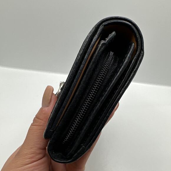 COACH y2k Black Signature Canvas Hampton Buckle Compact Wallet - Picture 6 of 12